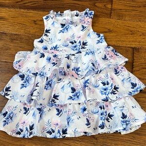 Disneys Cinderella Floral Ruffle Kids Dress - Blue and Pink